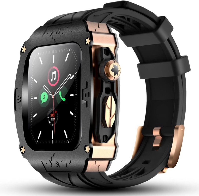 Case & Band Mod Kit for Apple Watch SE 3/9/8/7/6, 44mm 45mm Metal Bezel Strap