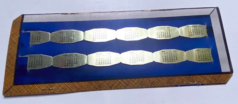 Unused 1974 Metal Watch Calendar Months On Advertising Packet