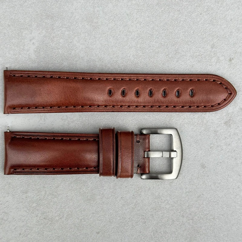 Chestnut Brown Vegetable Tan Full Grain Leather Watch Strap 18mm,20mm,22mm,24mm gallery
