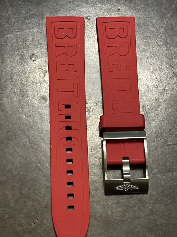 BREITLING OEM 22MM Diver Pro Rubber Strap Red Rubber Band w/ OEM Tang Buckle