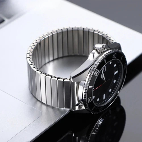 22mm Elastic Stainless Steel Watch Band Metal Stretch Expansion Springs Bracelet gallery