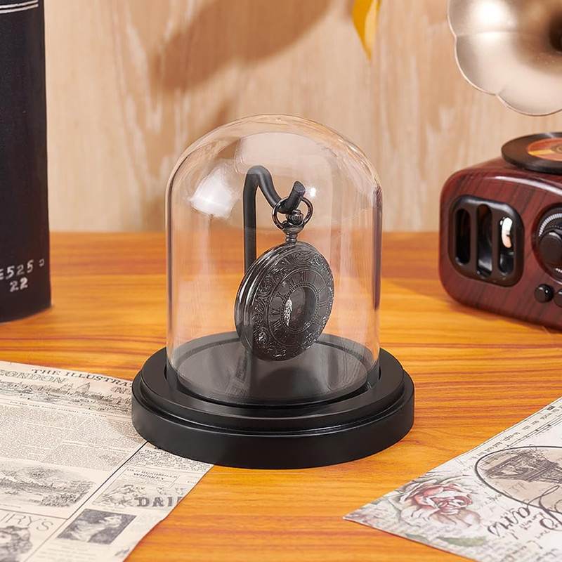 3X4 Inch Pocket Watch Display Case Watch Glass Display Dome Cloche, Black Dome C gallery