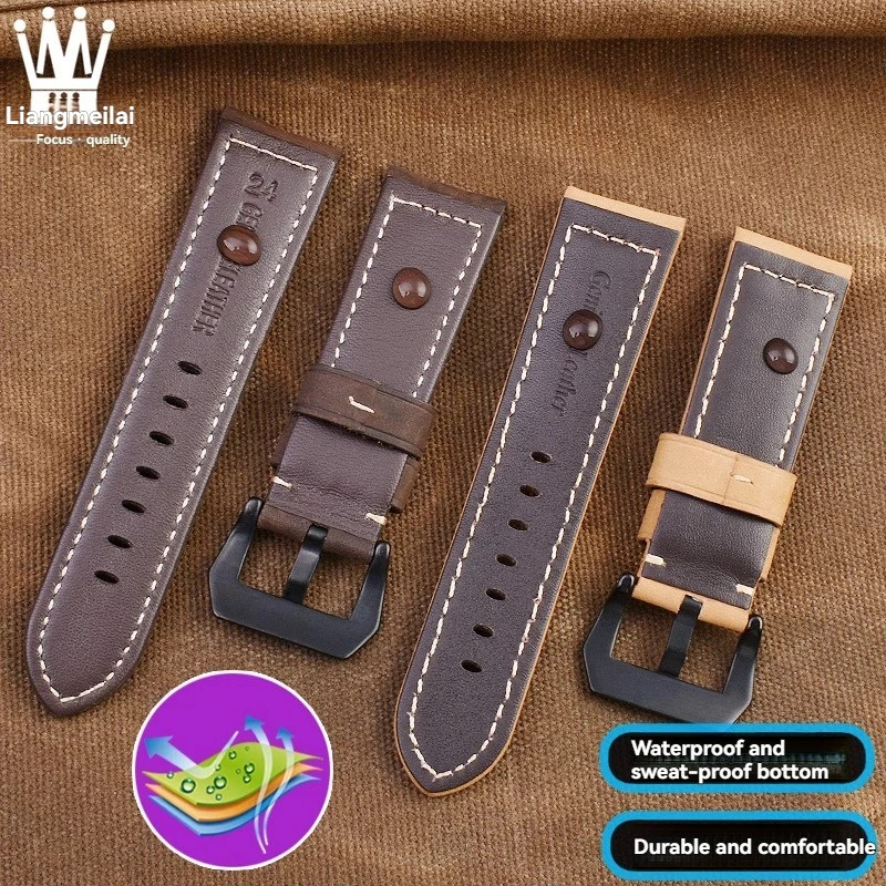Genuine Leather Watch Band Strap 20mm 22mm 24mm 26mm Quick Release Watchband gallery
