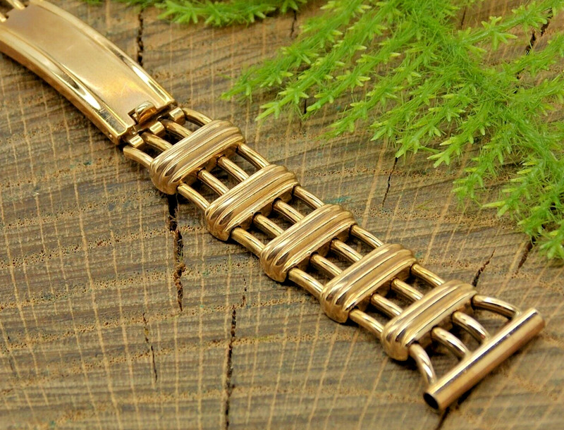 Art Deco JB Champion Vintage 16mm Rolled Gold Plate Deployment Watch Band NOS