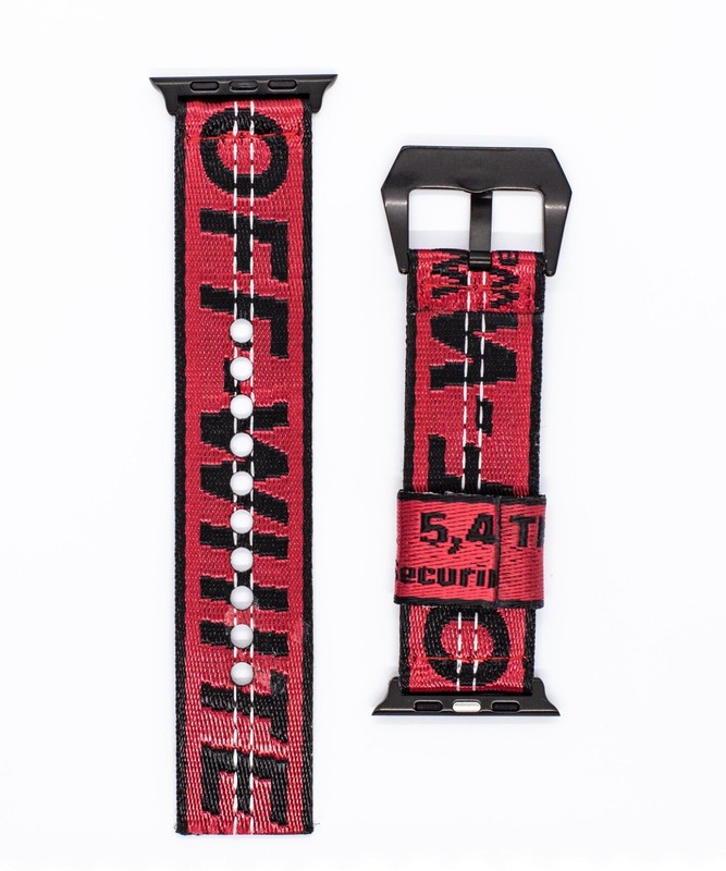 Off-White Custom Apple Luxury Watch Band – RED 42/44/45/49 mm Compatible