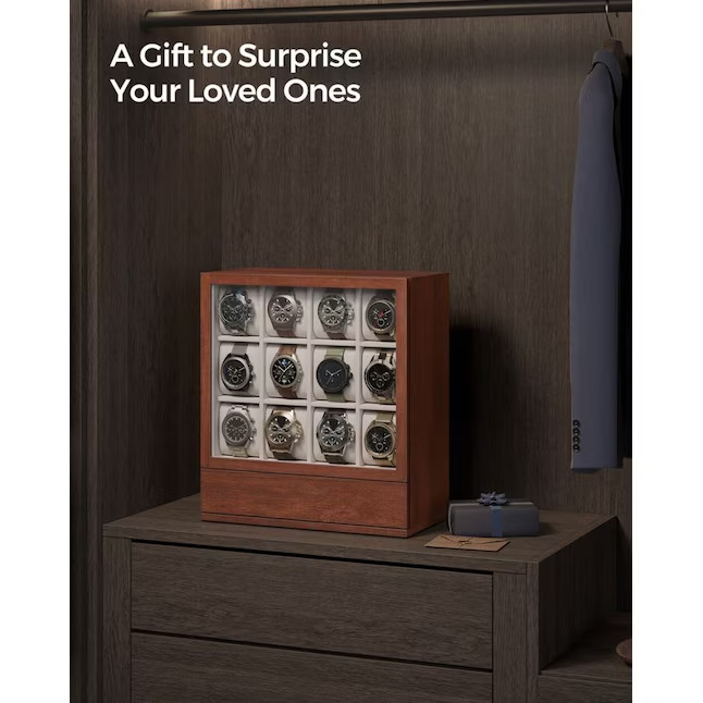 SONGMICS HOME 12-Slot Wooden Watch Box New Sealed