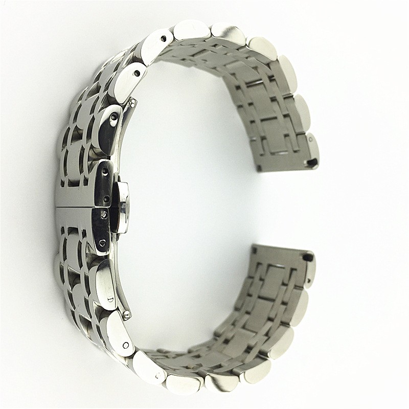 High End 7 Bead Stainless Steel Solid Watch Band Strap 14mm-26mm Butterfly Clasp gallery