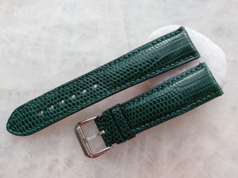 20mm/18mm Green Lizard Print Leather Watch Strap Band