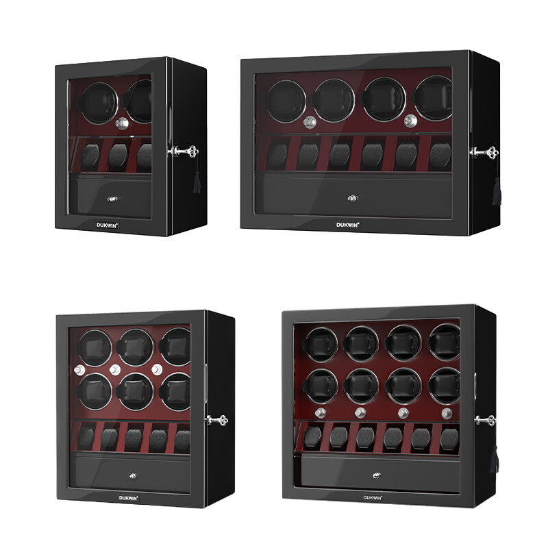 Red Automatic 2-8 Watch Winder Display Storage Case Box Jewelry Drawer LED Light