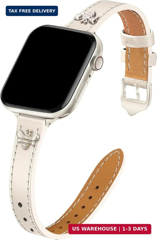JR.DM Slim Leather Bands Compatible with Apple Watch Band 38mm 40mm 41mm 42mm 44