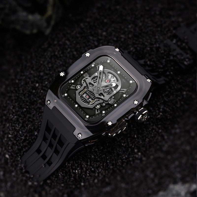 Transparent Full Cover Case+Rubber Strap Mod Kit For Apple Watch 45MM 44MM Band gallery