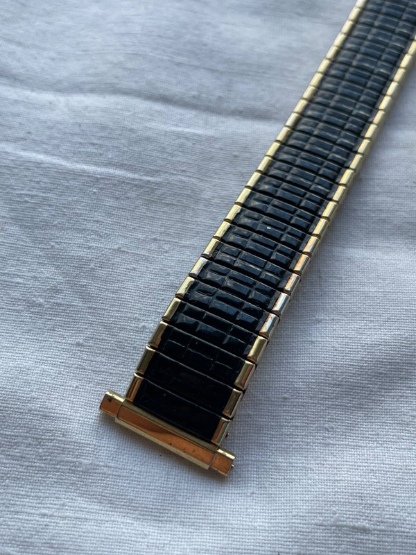 Black and gold-tone 16mm Speidel China vintage mens watch band