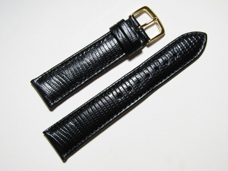Hadley Roma MS716 17mm Black Calfskin Lizard Grain Men’s Watch Strap