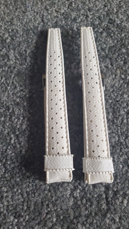 2 18mm white diver Silicone Watch Bands with silver tone buckle