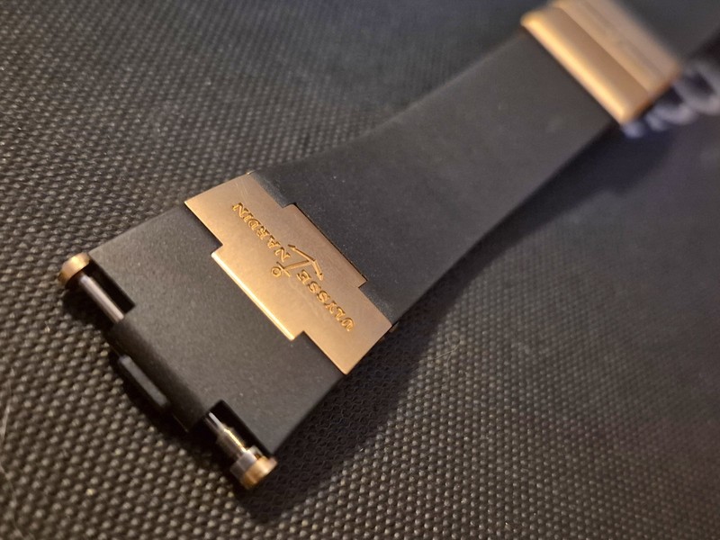 Ulysse Nardin 18k Gold/Black Rubber Band 18k Buckle Marine Chronometer 23mm NEW! gallery