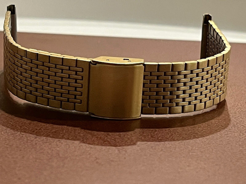 22 mm VINTAGE GOLD STAINLESS STEEL ADJUSTABLE SLIDING CLASP WATCH BAND Hong Kong