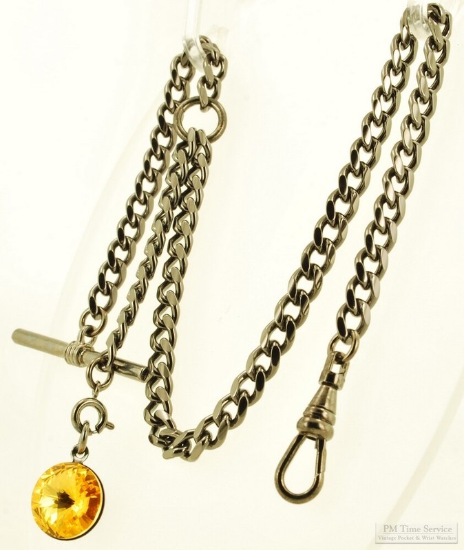 Round decorative pendant fobs, with pocket watch chain & crystal accent options