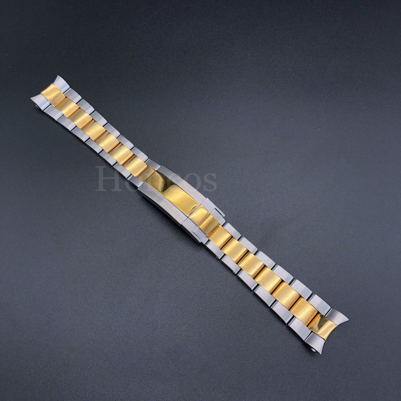OYSTER WATCH BAND BRACELET FITS FOR ROLEX 1601 1603 16613 GOLD/SS 20MM FLIP LOCK