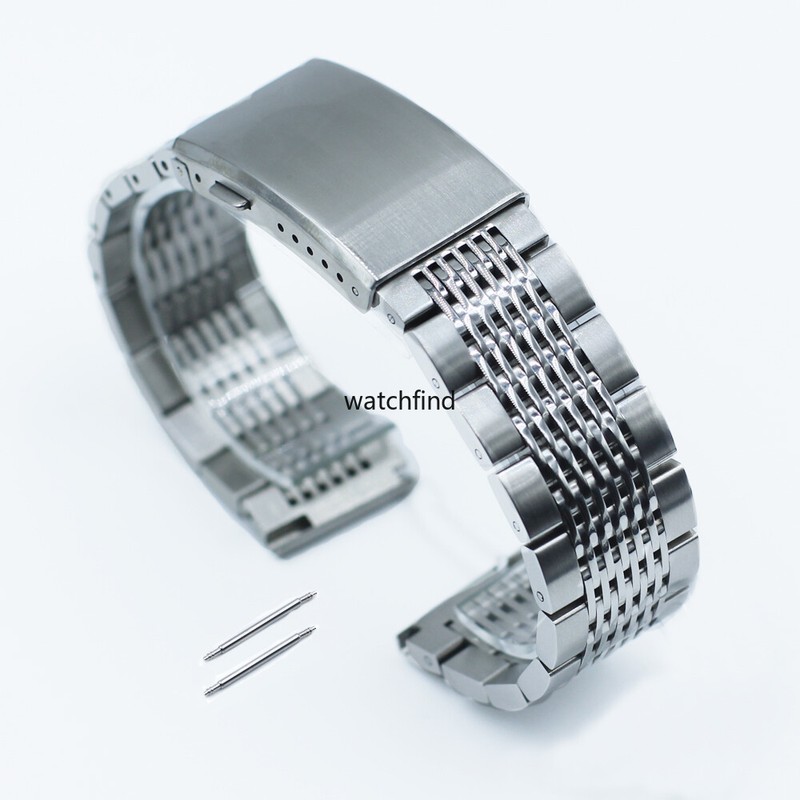 Solid Extend Locking Clasp Stainless Steel Mesh Watch Band Strap Bracelet 18-22