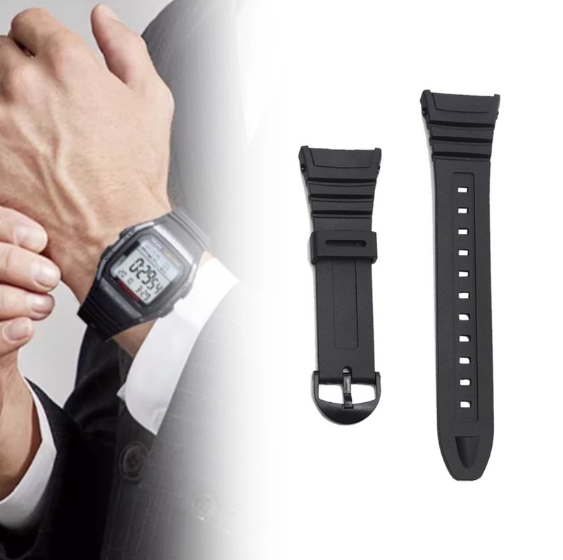 Watch Strap Flexible Black Resin to fit Casio W96 W-96H W96H 577EA1