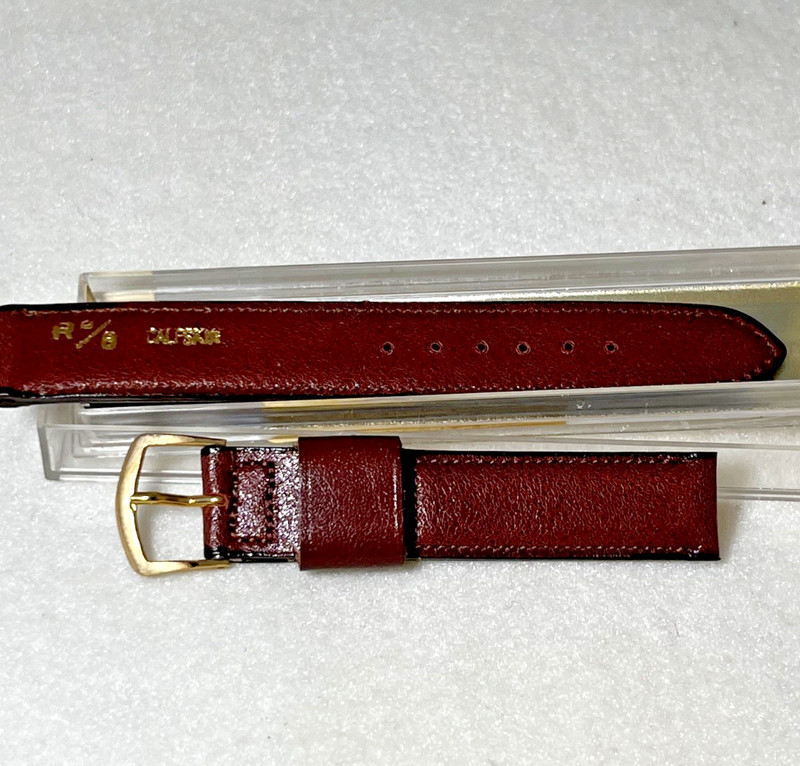 Vintage Gemex Mormac Brown Calfskin Leather 231 Reg Band 16mm 5/8″ Gold Buckle
