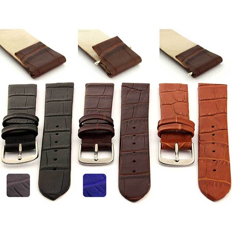 Open Ended Genuine Leather Watch Strap Band Men’s Women’s 16 18 20 22 Croco MM