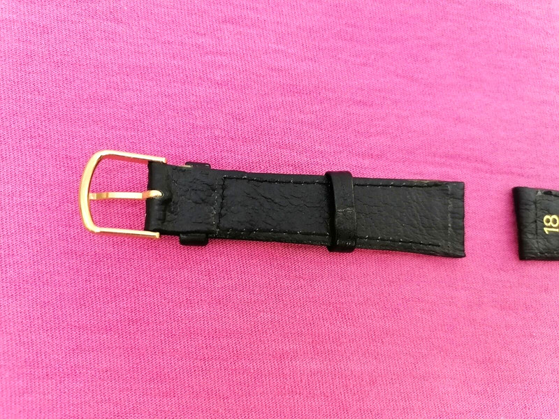 Mens & Ladies Black Genuine Italian Leather Watch Strap 18mm Long 20cm gallery