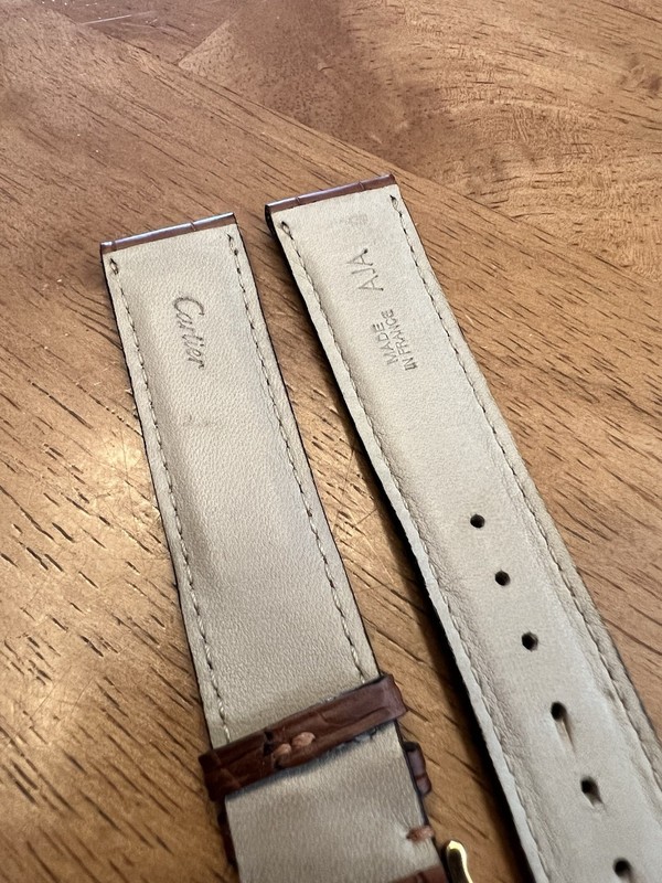 Authentic Cartier Brown Alligator Leather Strap With Solid 18k Yellow Buckle gallery