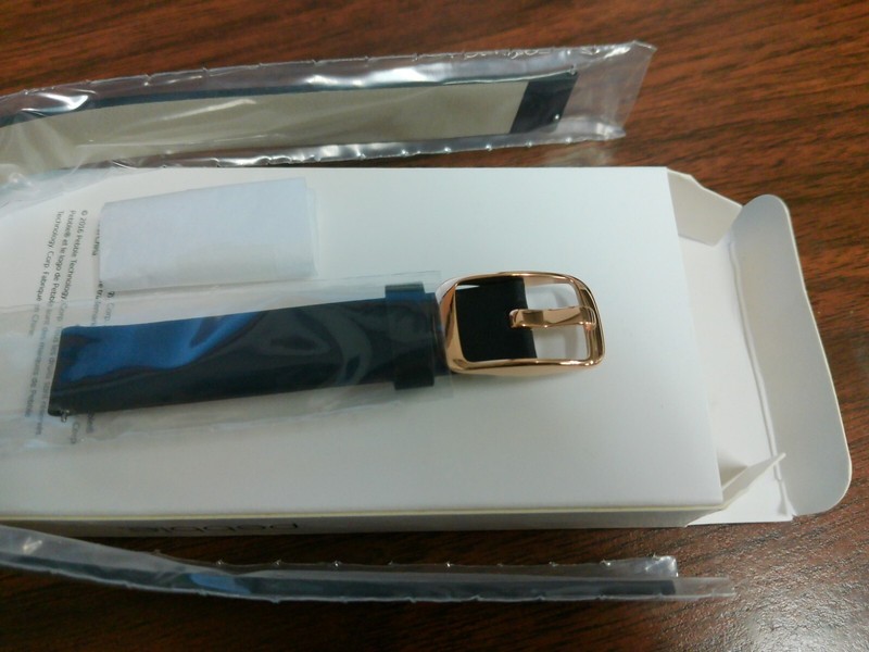 Leather Pebble Watchband 14mm Black/Rose Gold Pebble Time Model 3001 Wrap Around