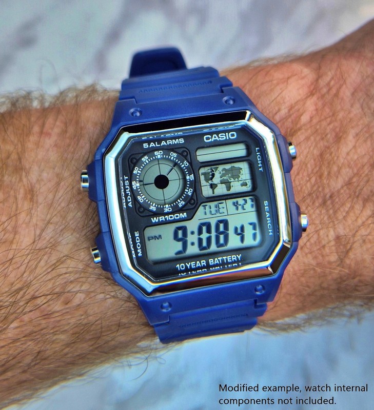 Mod Kit for Casio Royale AE-1200, Blue Case & Strap band (watch module not inc.) gallery