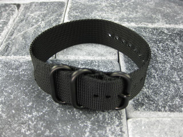 22 mm Germany Ballistic Nylon Diver Strap 3 Rings Wrap Around Watch Band Black O gallery