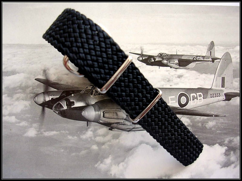 Black 18mm Braided Woven NATO G10 ® military watch strap band Bond IW SUISSE USA