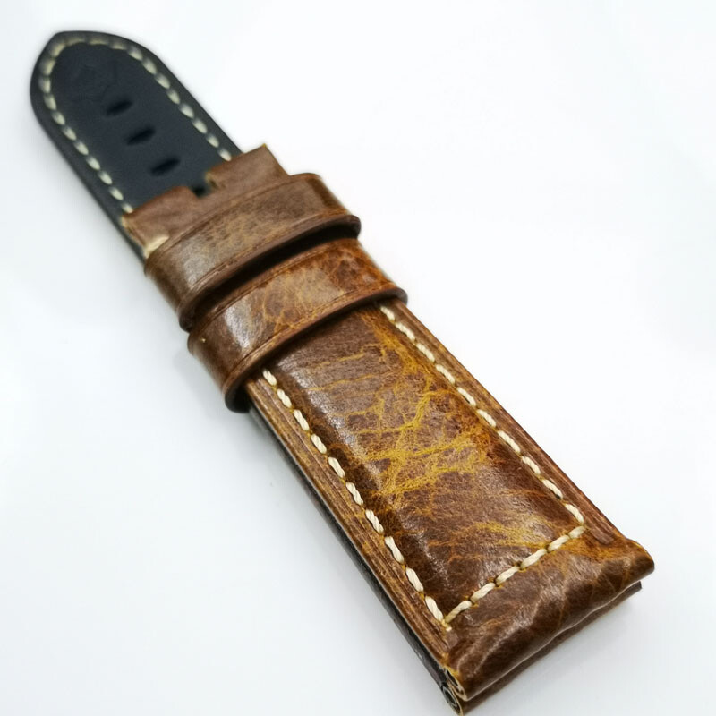 22mm 115/75mm Brown Waxy Calf Leather PAM Strap Band for 20mm Tang buckle gallery