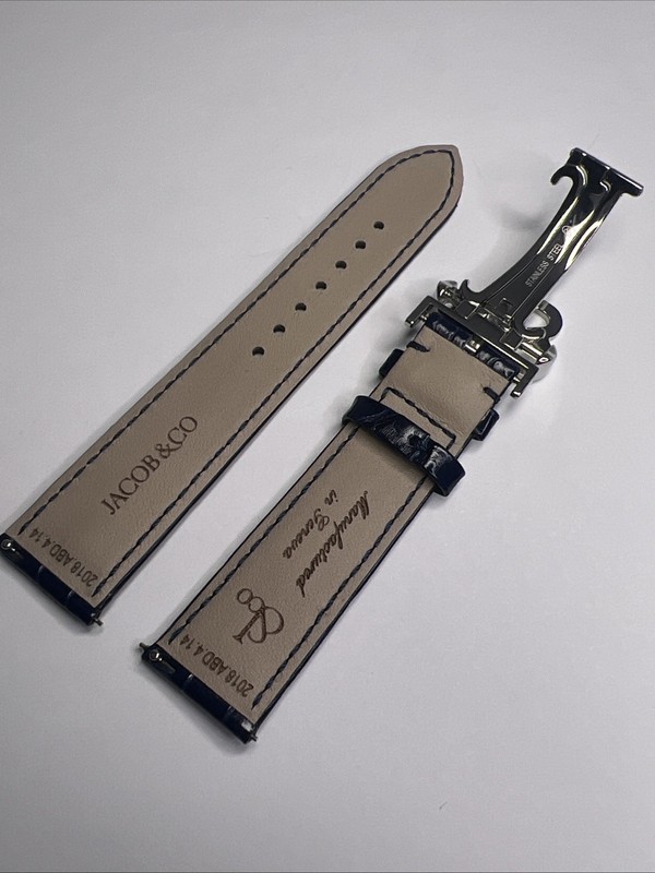 Jacob & Co Geneve 20mm Blue Leather Strap Band & 18mm Steel Deployant Clasp gallery