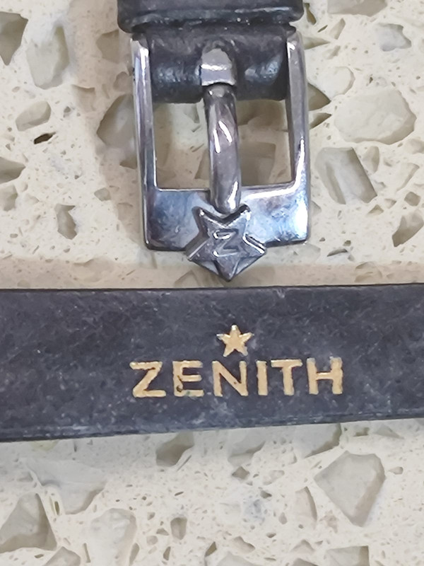 Original Zenith 9.50mmBlack Watch Band Strap with Buckel Steel Used