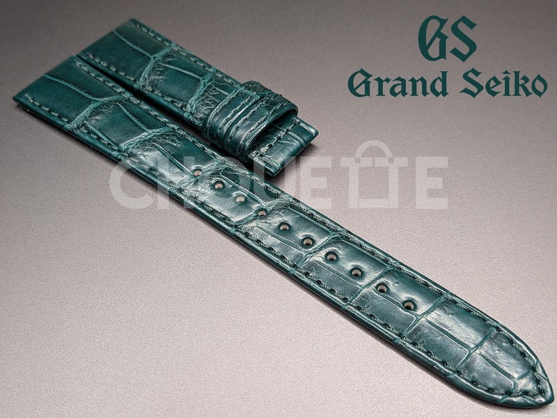 OEM Grand Seiko SBGY015G/9R31-0AK0 “SHENGSHI” 19mm Green Crocodile Leather Strap