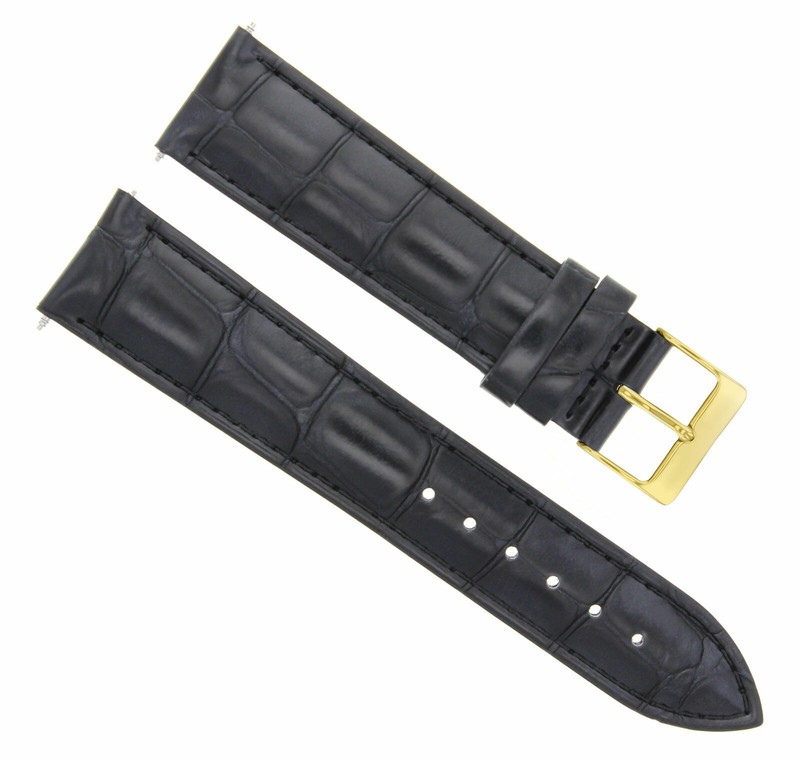 20MM LEATHER BAND STRAP FOR JAEGER LECOULTRE WATCH BLACK GOLD