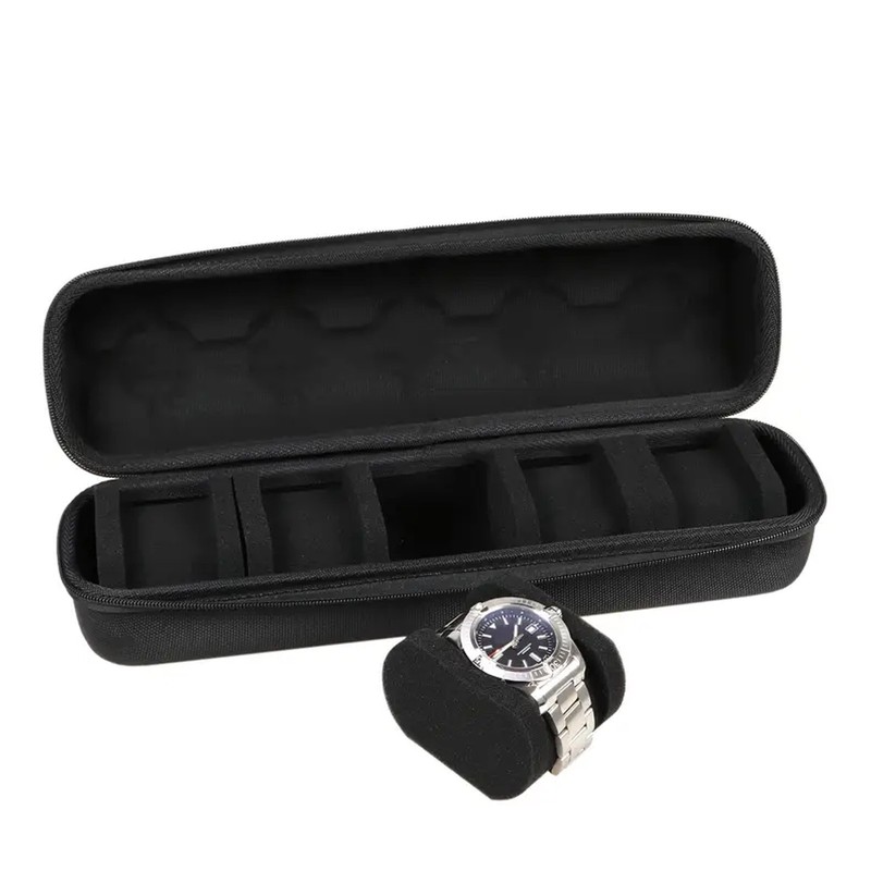 5-Compartment Portable Watch box - With Handle, Flip-Top Lid, and Soft Lining gallery