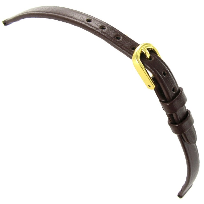 8mm Hirsch Standard Calf Brown Genuine Calfskin Leather ladies Watch Band
