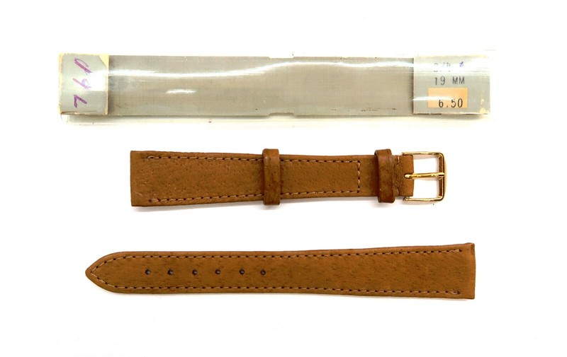NEW Hadley-Roma Brown Leather Wild Boar Watch Strap Band 19mm Made in Italy
