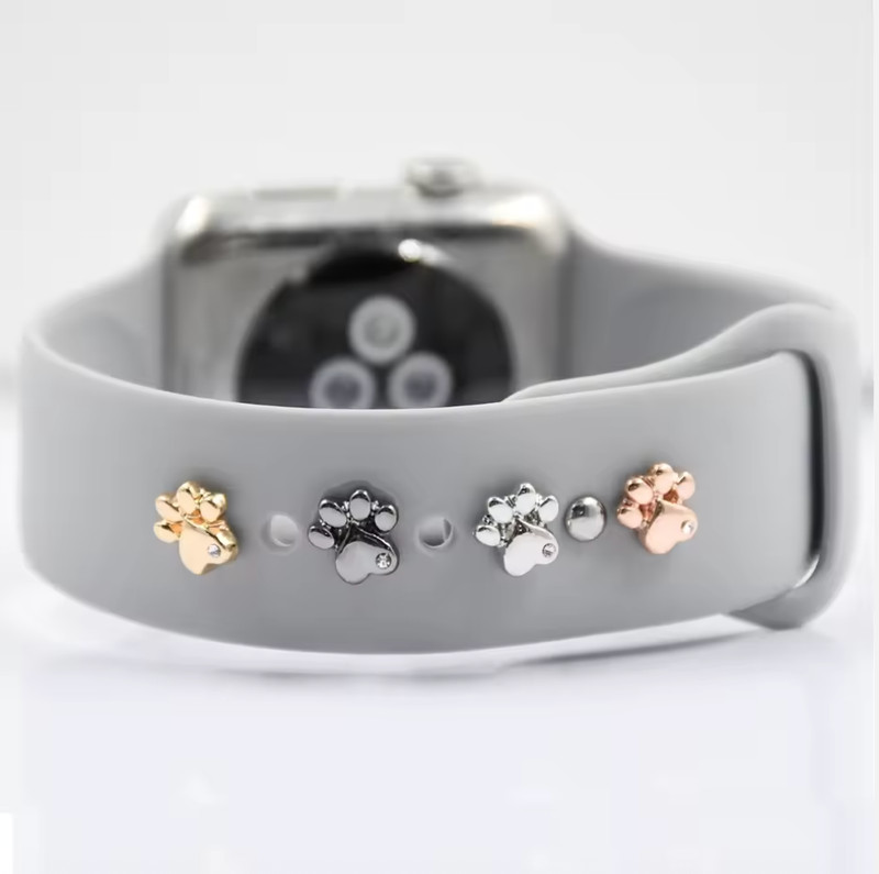Apple Watch Charms Dog Paw Set of 4, Bling Gold Rose Silver Black, Dog Mom Gift gallery