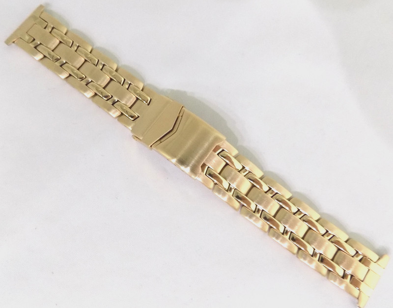 6 3/4″ 173mm Long New 22mm Gold Tone Bracelet Watch Band Trifold Security Clasp