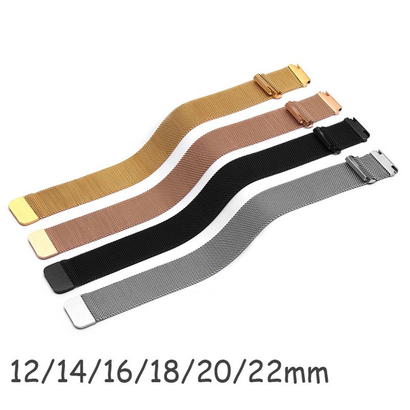 12-22mm Magnetic Loop Clasp Mesh Metal Strap Sport Stainless Steel Bracelet Band