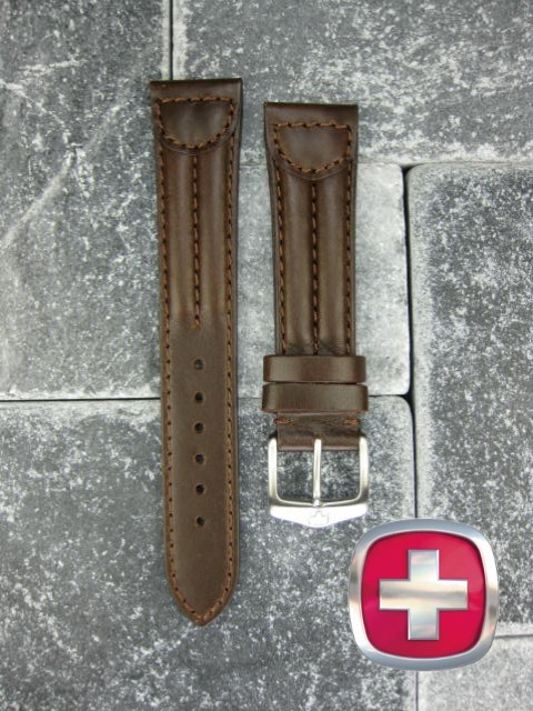 New 18mm WENGER SWISS Dark Brown Leather Strap Army Band Chocolate Brown gallery