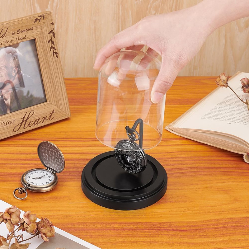 3X4 Inch Pocket Watch Display Case Watch Glass Display Dome Cloche, Black Dome C gallery