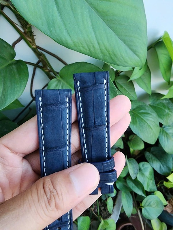 Navy blue 20/18 mm Luxury Genuine Nubuck Exotic Leather Skin Watch Strap Band gallery