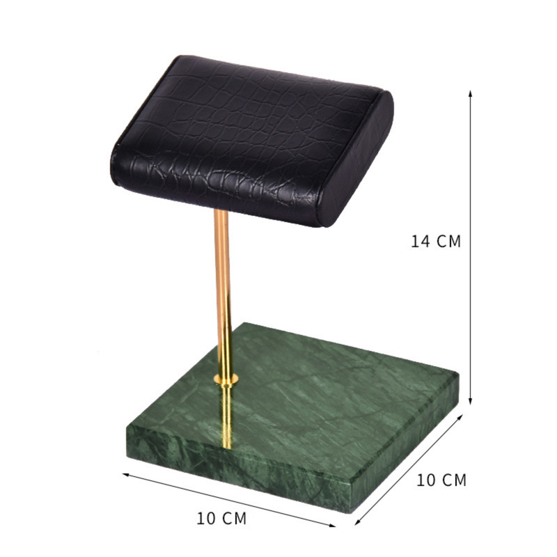 Marble Base Watch Display Stand Handcraft Leather Support Pillow in Rolex Green gallery