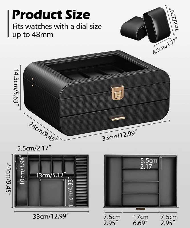 Watch Box Large for Men: Watch Organizer for Home - Lockable Display Storage ... gallery