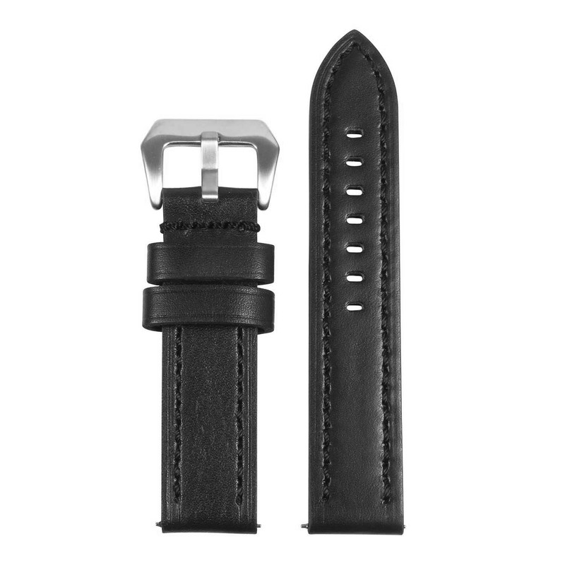 StrapsCo Thick Genuine Leather Stitched Watch Band Strap Quick Release 20mm 22mm