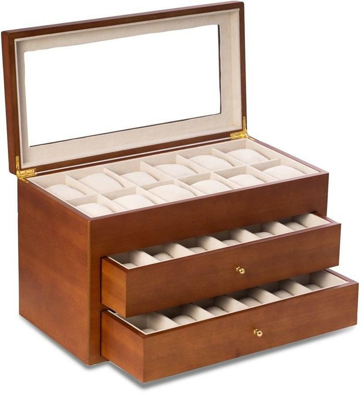 Matte Cherry Finish Wood 36-Watch Case